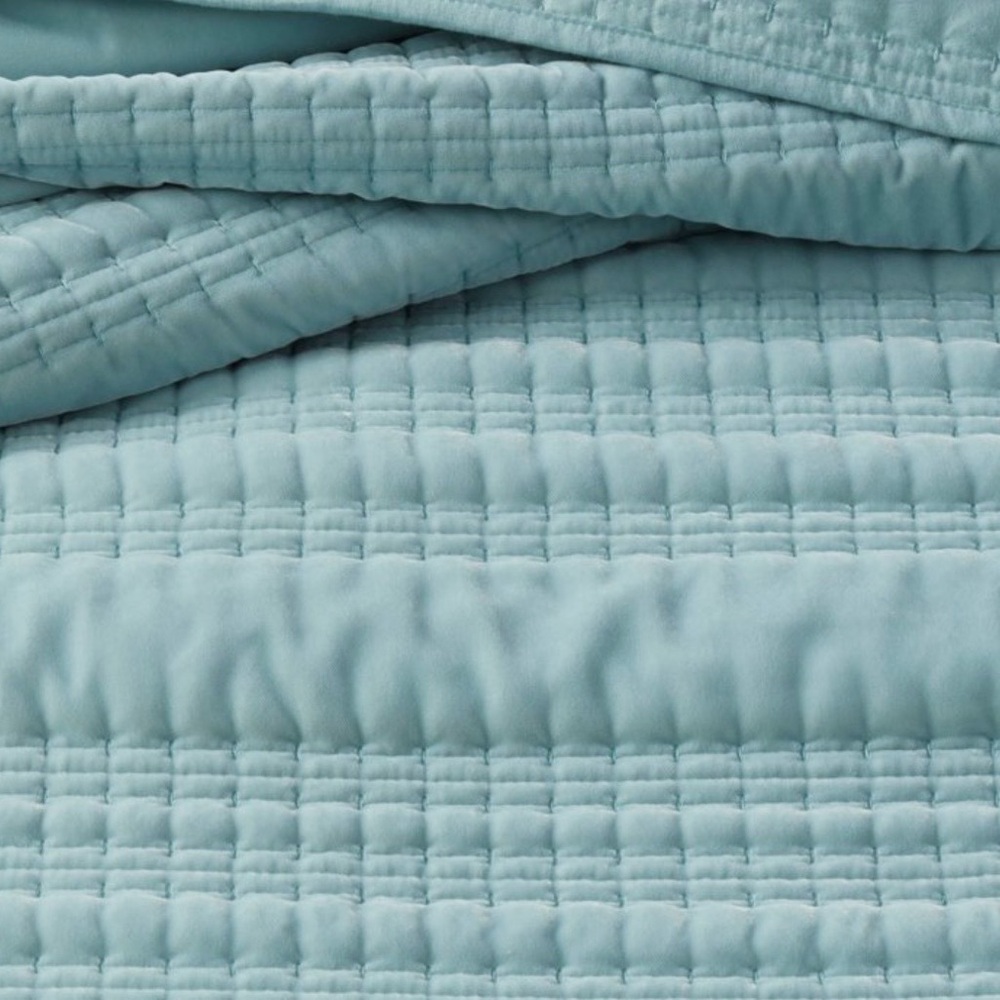 Threshold light teal blue, full/queen velveteen coverlet - Picture 5 of 6